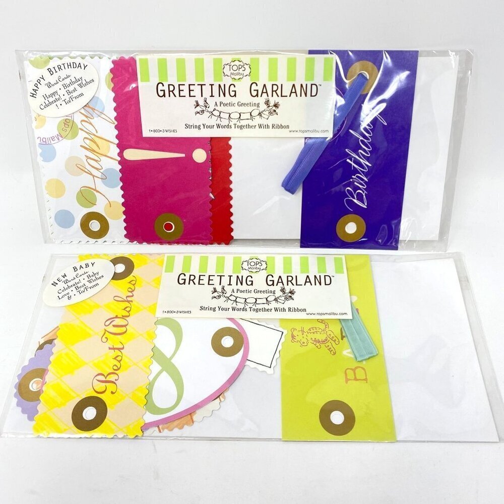 TOPS Malibu 2 Greeting Garlands Happy Birthday/ New Baby Decor Greeting